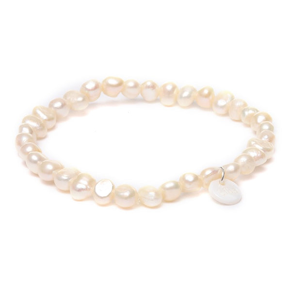 romantisches Perlenarmband aus Süßwasserzuchtperlen, weiss, mittel